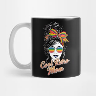 Cool Retro Mom Hair Bun Colorful Design Mug